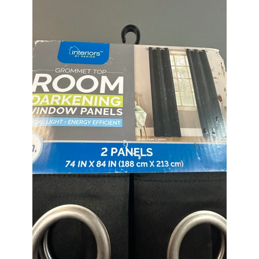Interiors by Design Room Darkening Window Panels Black Grommet Top 74x84 2pk